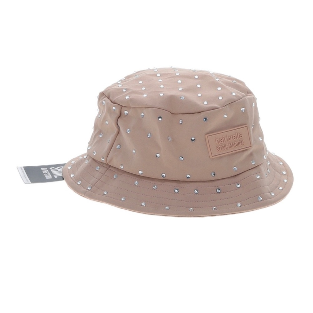 Steve Madden beige rhinestone Hairbrella bucket hat